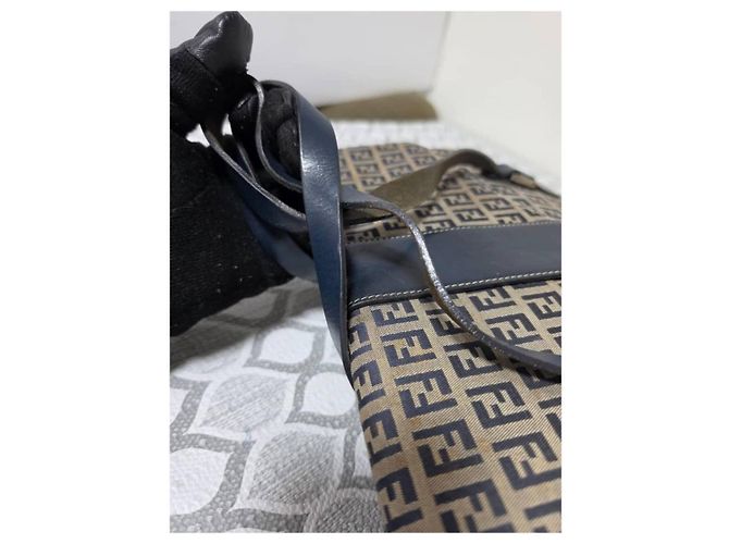 Fendi Borsa a tracolla FF Zucca Canvas Blu Navy Beige - vista 8