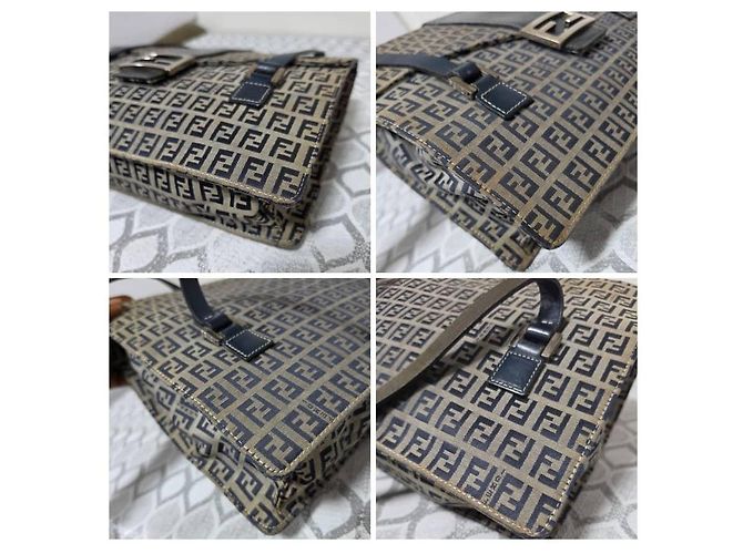 Fendi Borsa a tracolla FF Zucca Canvas Blu Navy Beige - vista 9