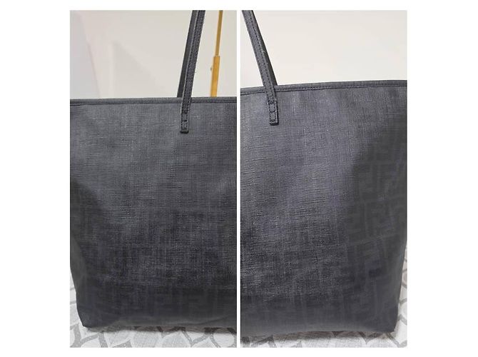 Borsa Fendi Zucca FF Roll Tote XL Nero - vista 8