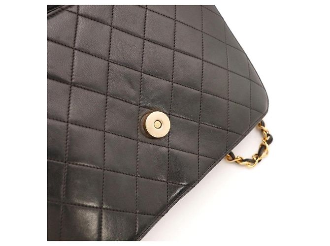 Borsa Chanel Flap Bag in pelle di agnello nera - vista 11