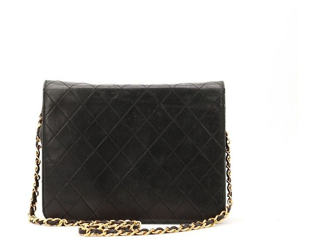Borsa Chanel Flap Bag in pelle di agnello nera - vista 3