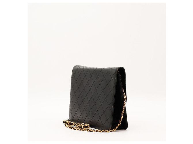 Borsa Chanel Flap Bag in pelle di agnello nera - vista 4