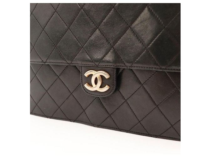 Borsa Chanel Flap Bag in pelle di agnello nera - vista 7