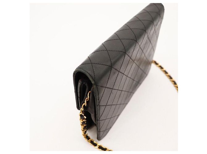 Borsa Chanel Flap Bag in pelle di agnello nera - vista 8