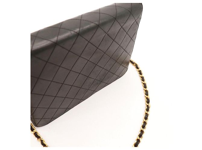 Borsa Chanel Flap Bag in pelle di agnello nera - vista 9
