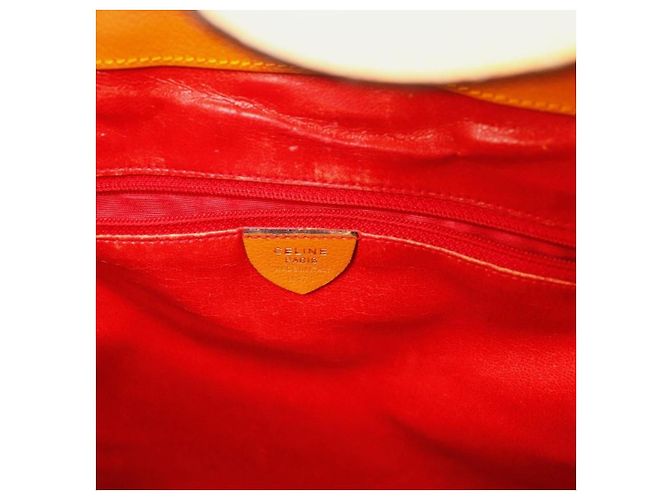 Céline Celine Sac à épaule en cuir orange - vue 9