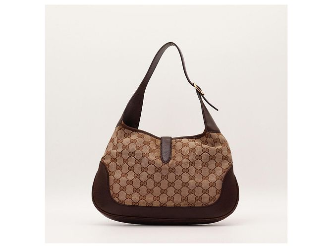 Bolsa Hobo Gucci Monogram Canvas Couro Marrom - vista 3