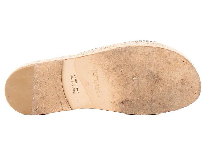 HERMÈS - Sandali Hermès Antigua in camoscio grigio e rafia (T40) - vista 3