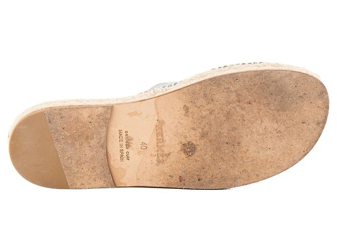 HERMÈS - Sandali Hermès Antigua in camoscio grigio e rafia (T40) - vista 4