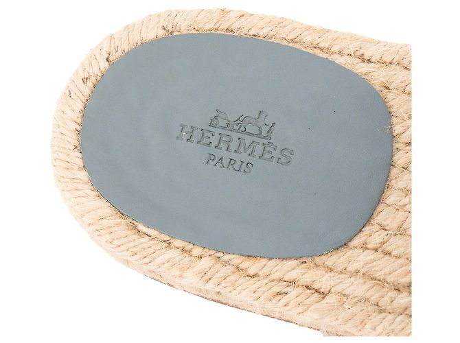 HERMÈS - Sandali Hermès Antigua in camoscio grigio e rafia (T40) - vista 5