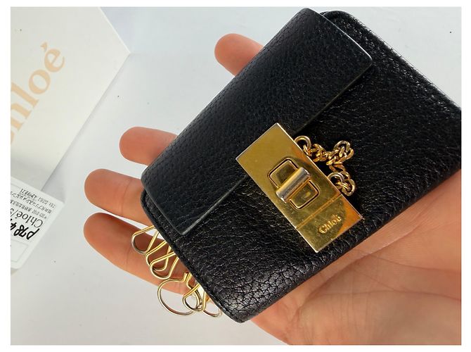Paddington Vintage Chloé Padlock Leather Key Holder c. 2005 Black Gold - view 4