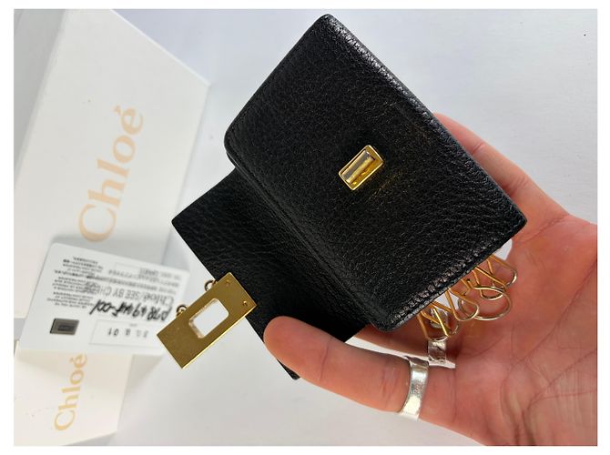 Paddington Vintage Chloé Padlock Leather Key Holder c. 2005 Black Gold - view 5