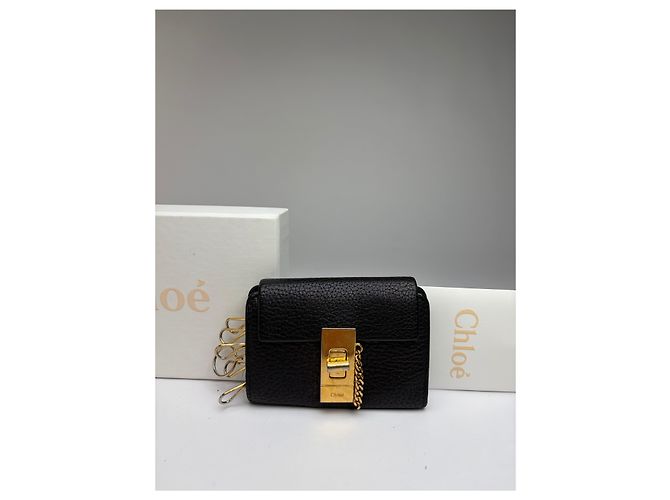Paddington Vintage Chloé Padlock Leather Key Holder c. 2005 Black Gold - view 6