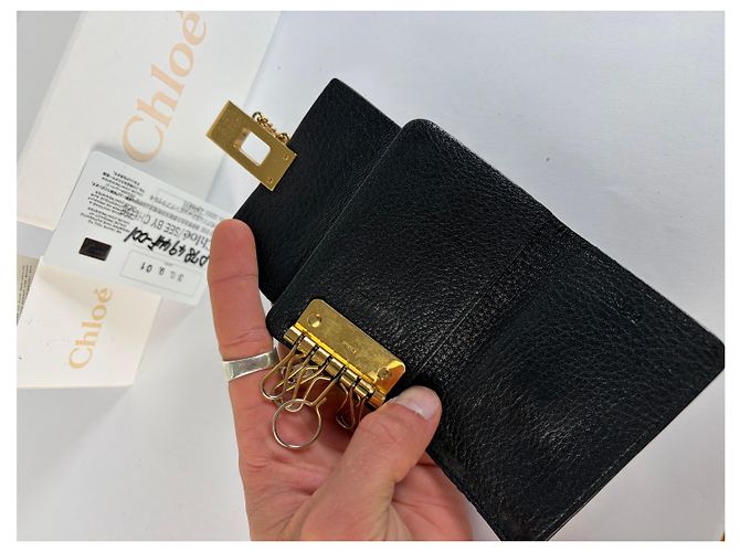 Paddington Vintage Chloé Padlock Leather Key Holder c. 2005 Black Gold - view 7