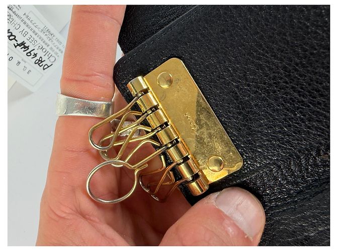 Paddington Vintage Chloé Padlock Leather Key Holder c. 2005 Black Gold - view 8