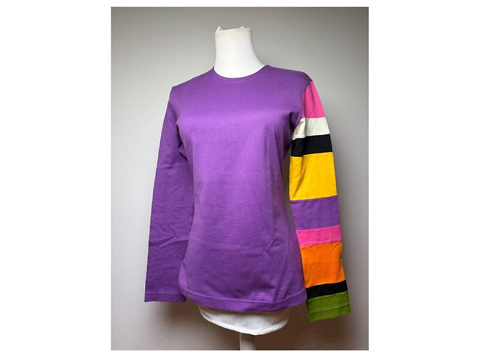 Comme Des Garcons Top a maniche a righe Vintage Comme des Garçons Peggy Moffitt Primi anni 2000 Purple M - vista 14