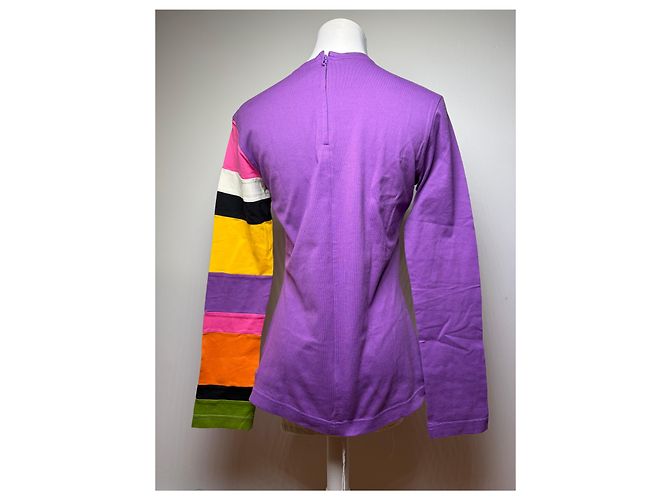 Comme Des Garcons Top a maniche a righe Vintage Comme des Garçons Peggy Moffitt Primi anni 2000 Purple M - vista 15