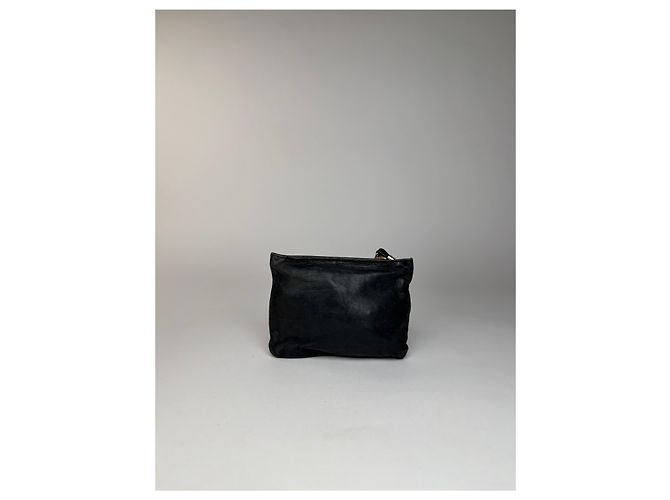 Pouch Vintage Loewe in Pelle Fine anni '70 Nero Oro - vista 10