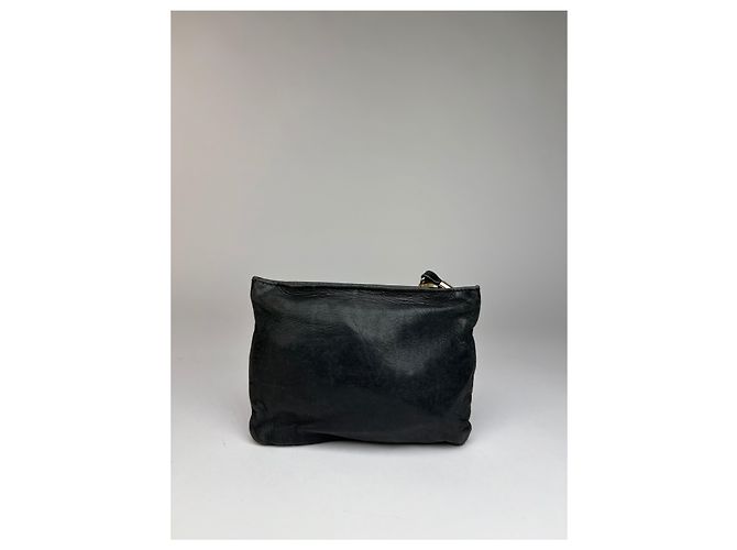 Pouch Vintage Loewe in Pelle Fine anni '70 Nero Oro - vista 2