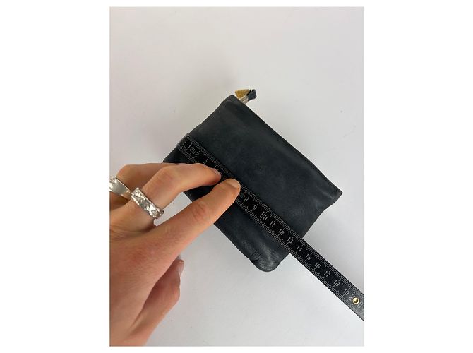 Pouch Vintage Loewe in Pelle Fine anni '70 Nero Oro - vista 6