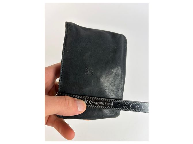 Pouch Vintage Loewe in Pelle Fine anni '70 Nero Oro - vista 8