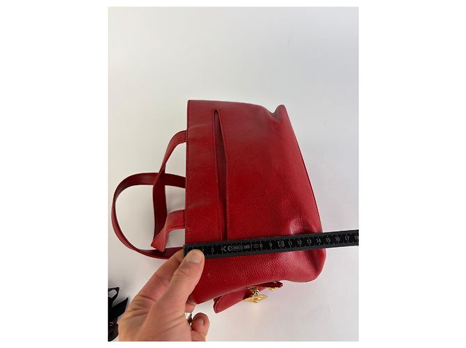 Vintage Givenchy Structured Leather Tote Red Gold - view 11
