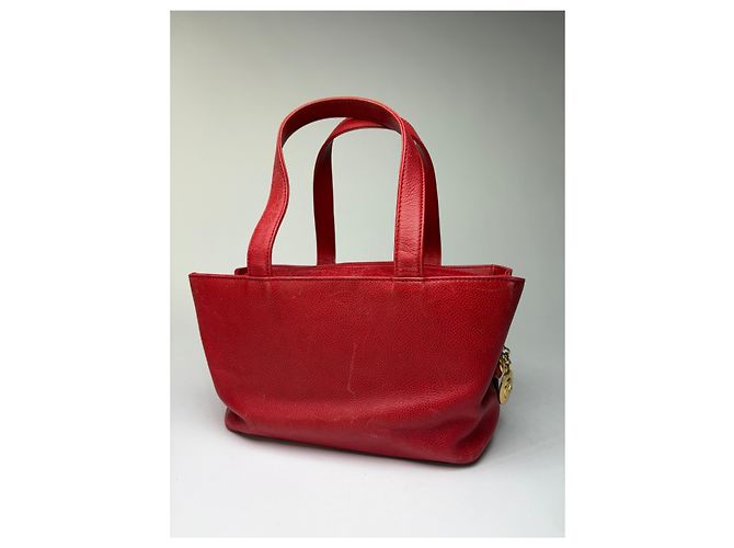 Vintage Givenchy Structured Leather Tote Red Gold - view 14