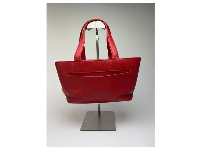 Vintage Givenchy Structured Leather Tote Red Gold - view 2