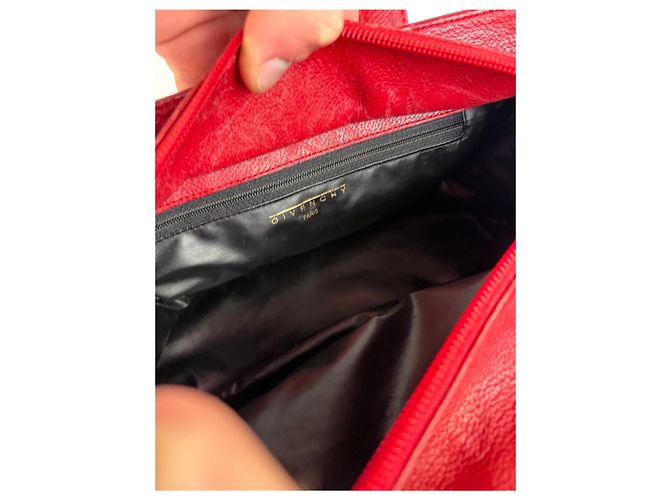 Vintage Givenchy Structured Leather Tote Red Gold - view 3