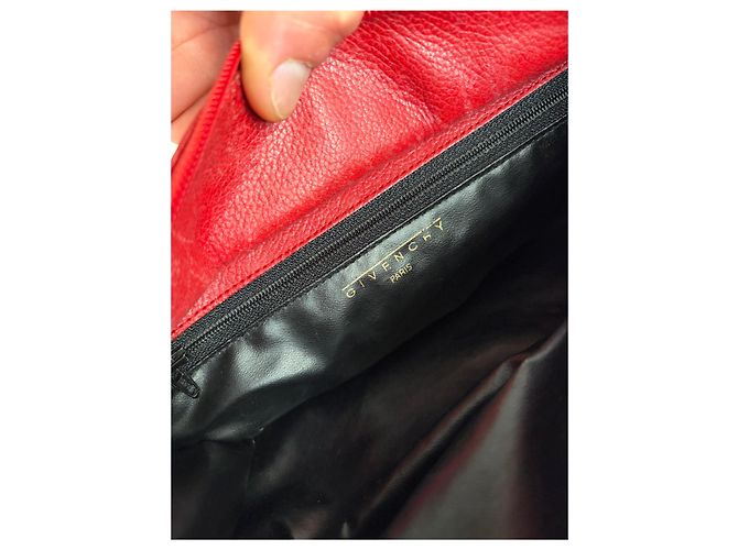 Vintage Givenchy Structured Leather Tote Red Gold - view 4