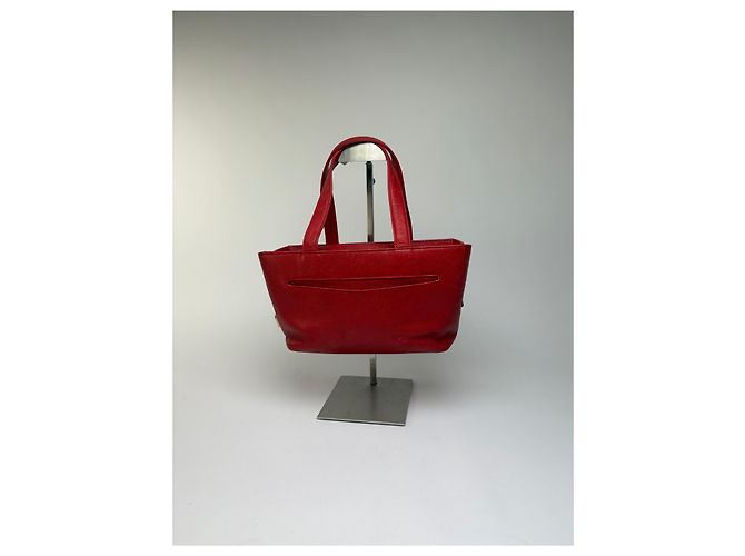 Vintage Givenchy Structured Leather Tote Red Gold - view 8