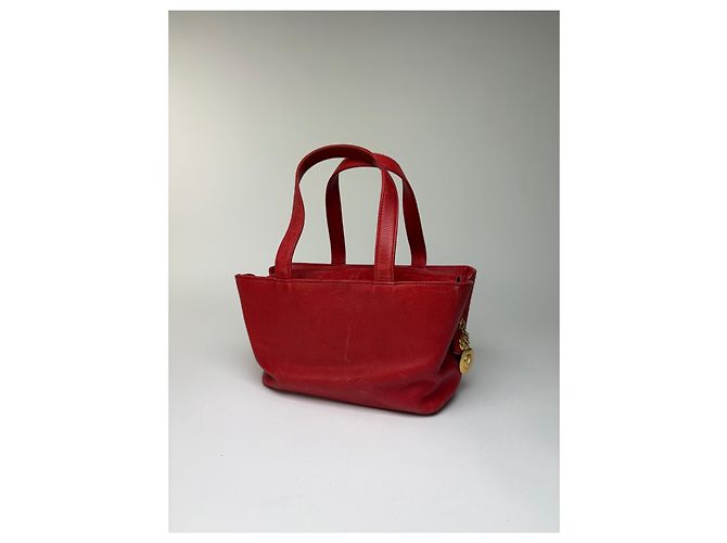 Vintage Givenchy Structured Leather Tote Red Gold - view 9
