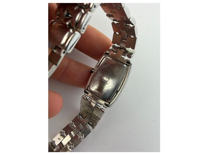 Vintage Givenchy Rectangular Quartz Watch Late 1990s Silver White - view 11