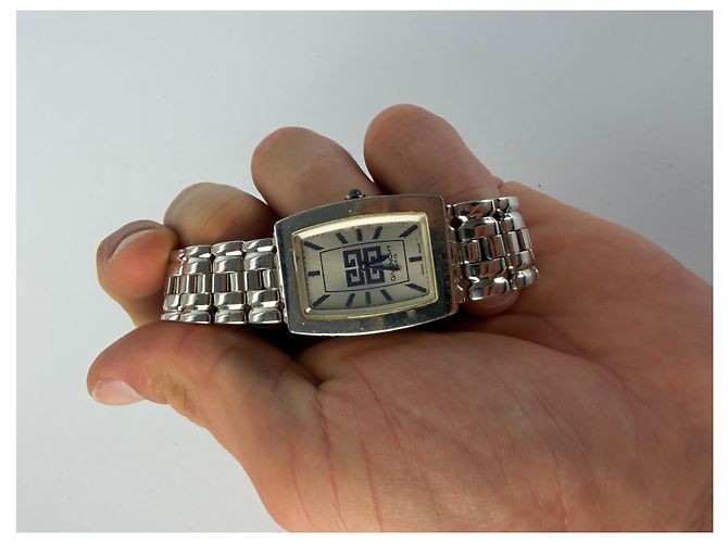 Vintage Givenchy Rectangular Quartz Watch Late 1990s Silver White - view 13