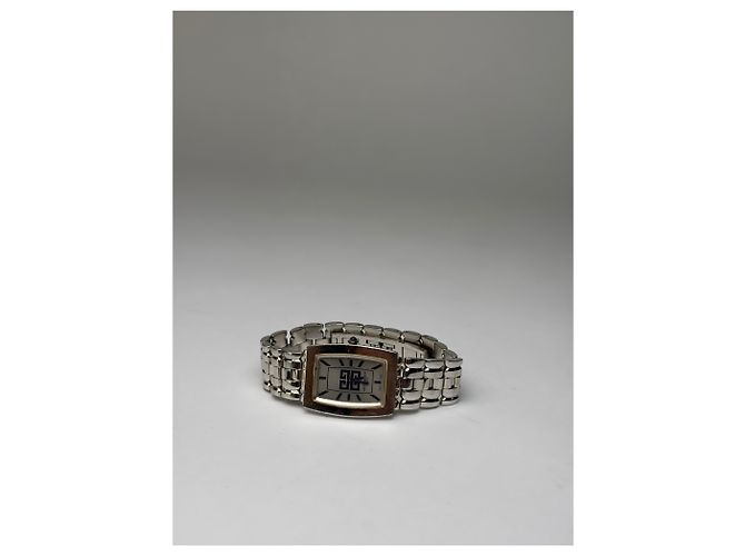 Vintage Givenchy Rectangular Quartz Watch Late 1990s Silver White - view 4