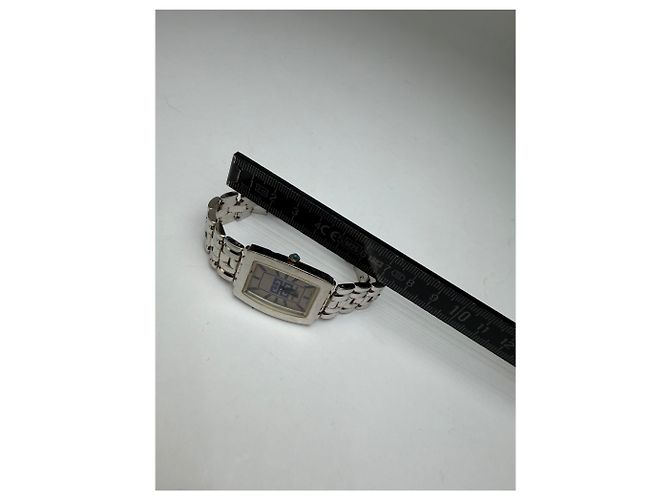Vintage Givenchy Rectangular Quartz Watch Late 1990s Silver White - view 5