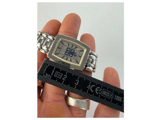 Vintage Givenchy Rectangular Quartz Watch Late 1990s Silver White - view 8