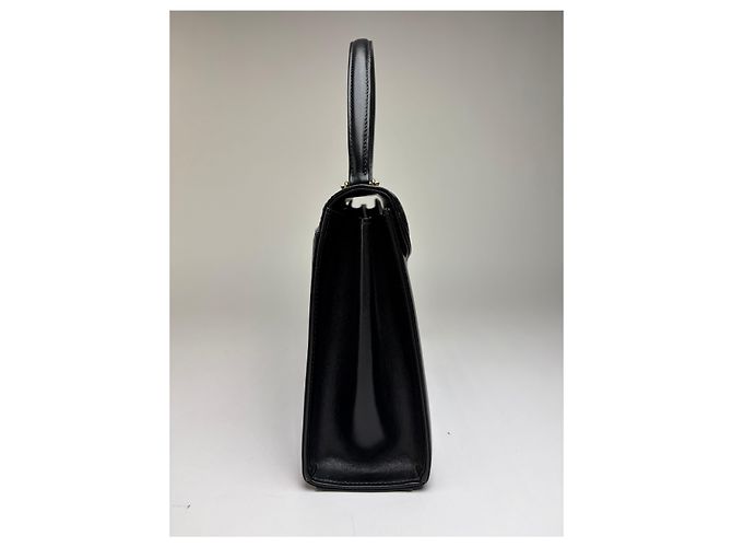 Vintage Givenchy strukturierte Lederhandtasche mit oberem Griff Späte 1970s Black - Ansicht 4