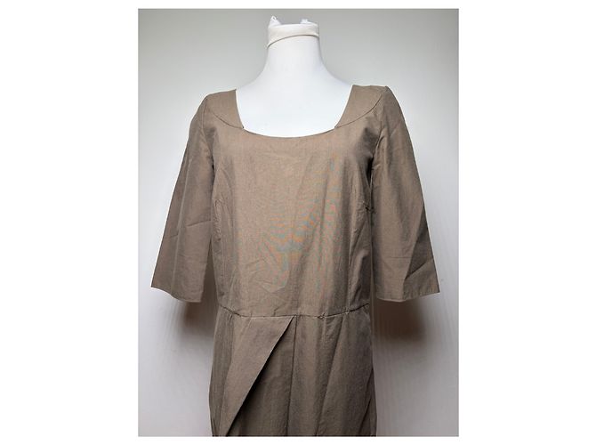 Vintage Marni strukturiertes Baumwoll-Midikleid Braun ca. Mitte der 2000er M - Ansicht 14