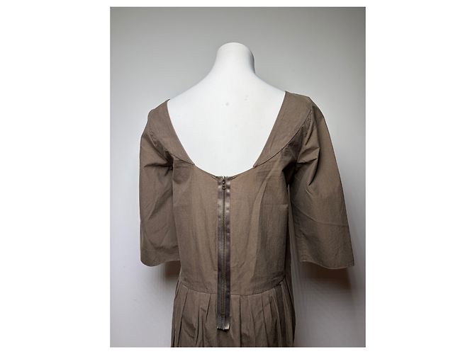 Vintage Marni strukturiertes Baumwoll-Midikleid Braun ca. Mitte der 2000er M - Ansicht 15