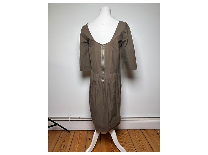 Vintage Marni strukturiertes Baumwoll-Midikleid Braun ca. Mitte der 2000er M - Ansicht 2