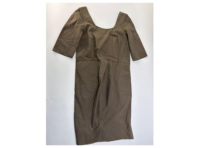 Vintage Marni strukturiertes Baumwoll-Midikleid Braun ca. Mitte der 2000er M - Ansicht 3