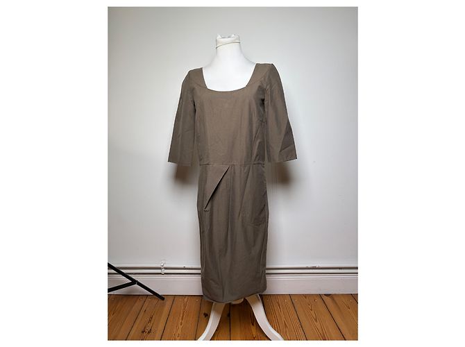 Vintage Marni strukturiertes Baumwoll-Midikleid Braun ca. Mitte der 2000er M - Ansicht 7