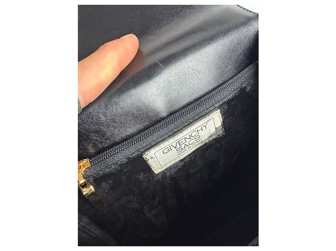 Vintage Givenchy strukturierte Lederhandtasche mit oberem Griff Schwarz Gold - Ansicht 5
