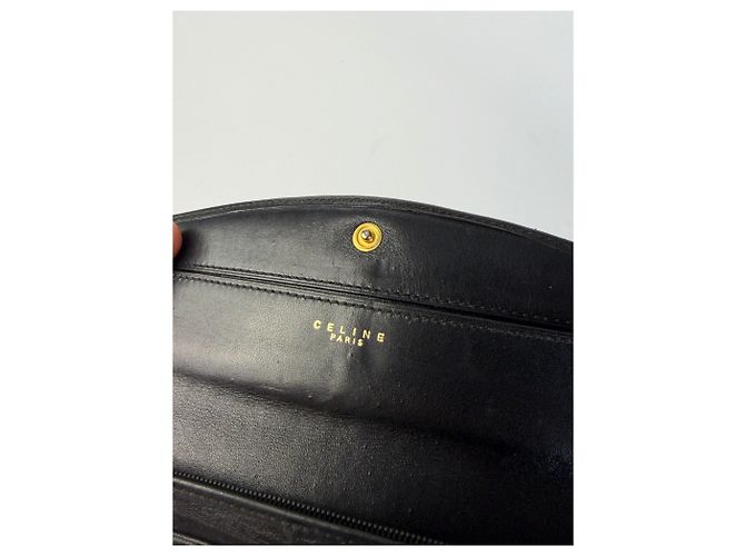 Céline Vintage Celine Smooth Leather Bifold Wallet c. 1998 Black - view 5