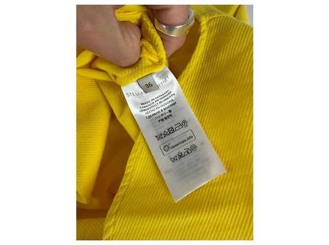 Stella Mc Cartney Vintage Stella McCartney geripptes Baumwoll-Shiftkleid Gelb 2015 S - Ansicht 11