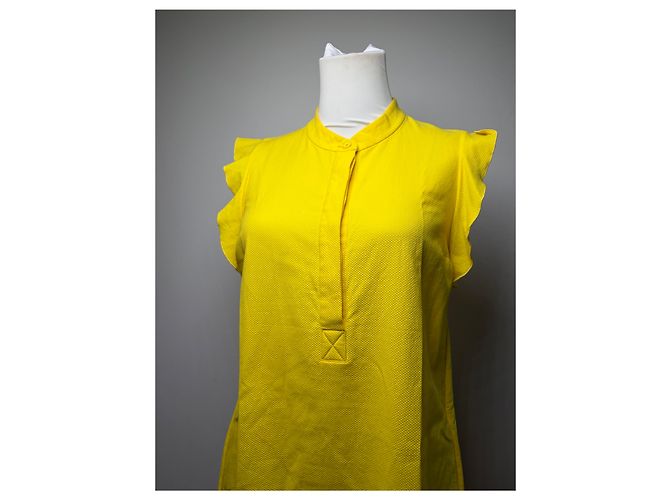 Stella Mc Cartney Vintage Stella McCartney geripptes Baumwoll-Shiftkleid Gelb 2015 S - Ansicht 14