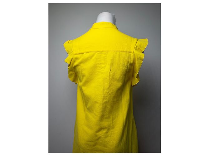 Stella Mc Cartney Vintage Stella McCartney geripptes Baumwoll-Shiftkleid Gelb 2015 S - Ansicht 15