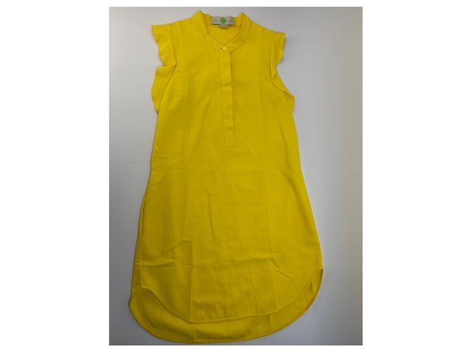 Stella Mc Cartney Vintage Stella McCartney geripptes Baumwoll-Shiftkleid Gelb 2015 S - Ansicht 4