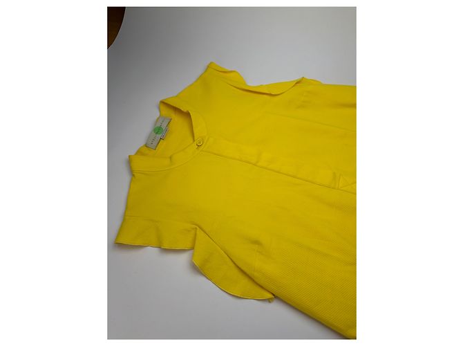 Stella Mc Cartney Vintage Stella McCartney geripptes Baumwoll-Shiftkleid Gelb 2015 S - Ansicht 5